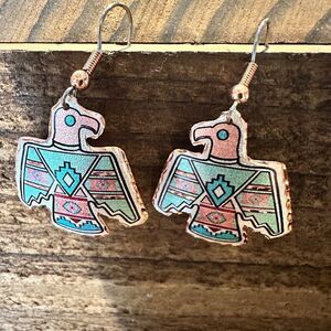 Handcrafted Boho Copper Earrings, Southwestern Thunderbird Wire Earrings, Gift